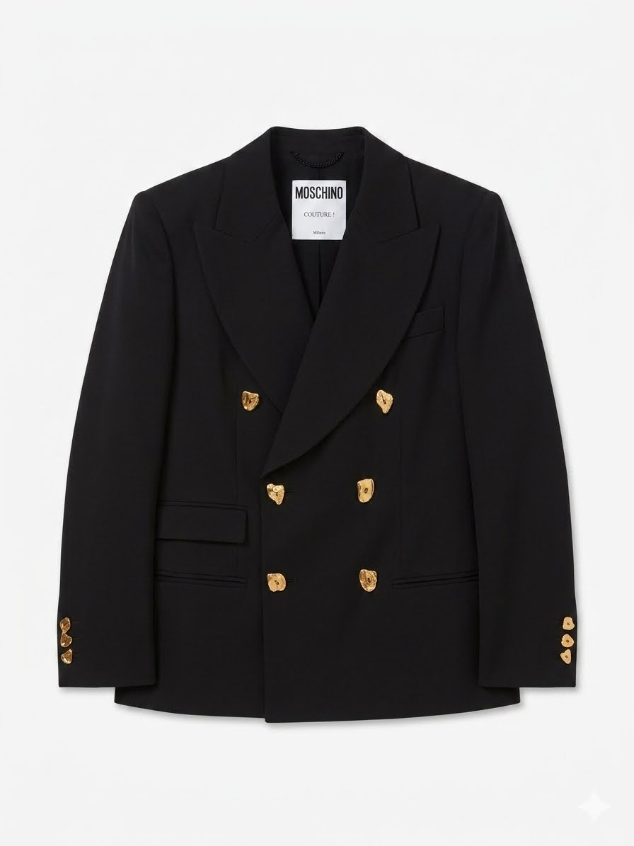 Melted-Buttons Blazer — Moschino Couture