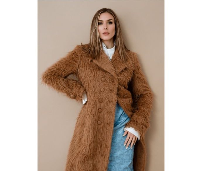 Long-Line Alpaca Coat — worn editorial