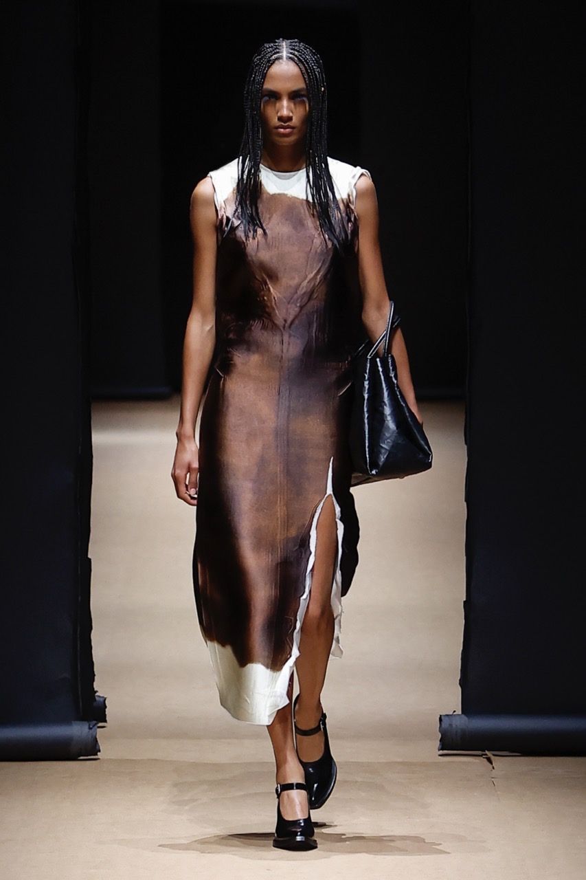 Painted Silk-Blend Midi Dress — runway ss23