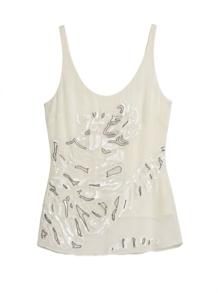 Rare Beaded Silk Tank — flat lay