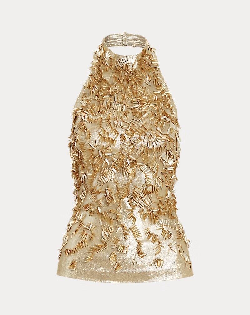 Annike Beaded Lamé Halter Top — Ralph Lauren