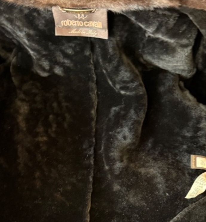 Metallic Leather Shearling Jacket — interior shearling